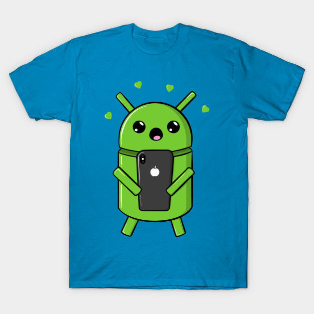 Android Robot In Love With Smartphone